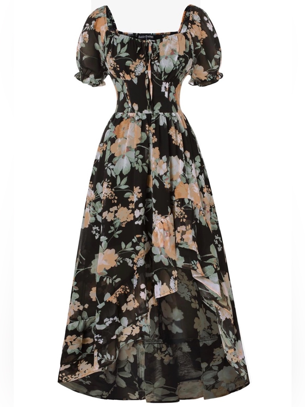 Scarlet Darkness Women Black Floral Corset Chiffon Sundress Wedding Guest Dress